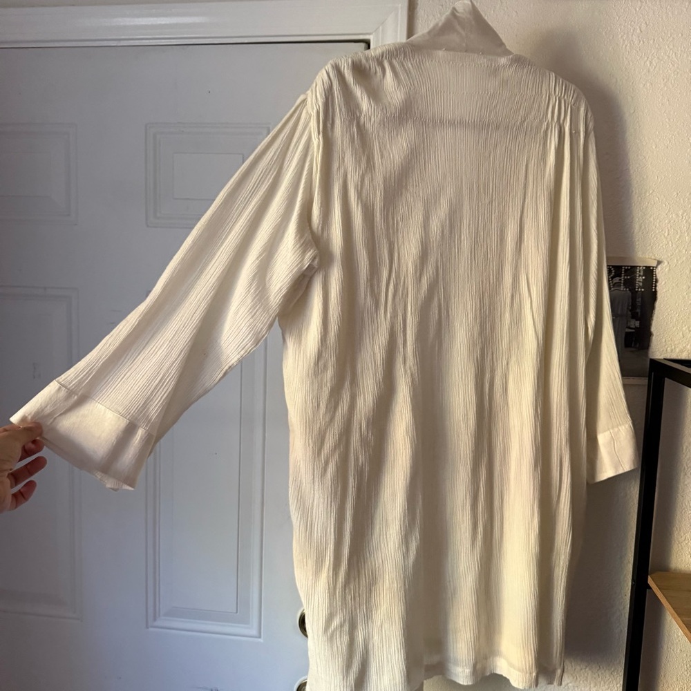 VOLOSHIN off white gauze cotton kimono cover up long sleeve jacket - Picture 4 of 6